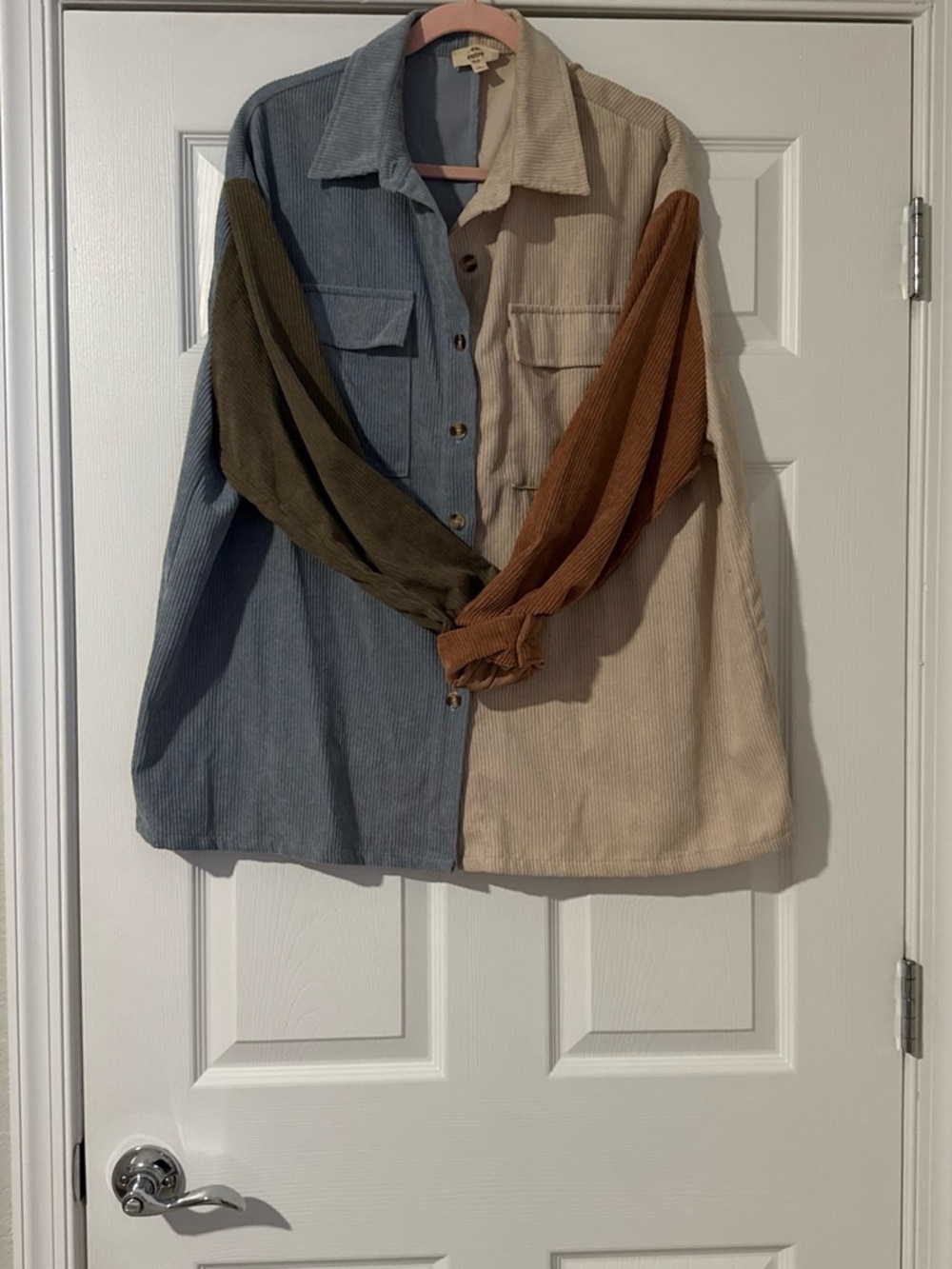 Colorblock Corduroy Button-Front Jacket - Multi - Picture 5 of 6